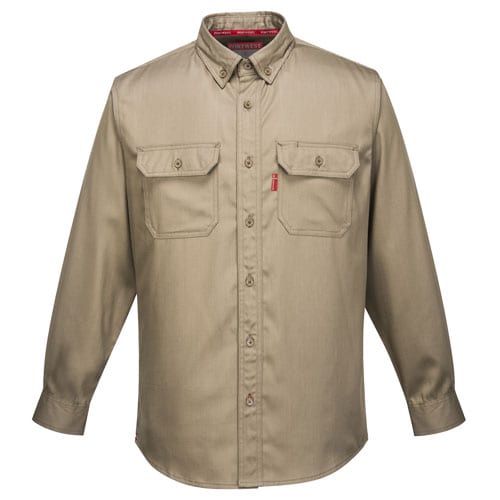 Bizflame Button Down Work Shirt in Khaki